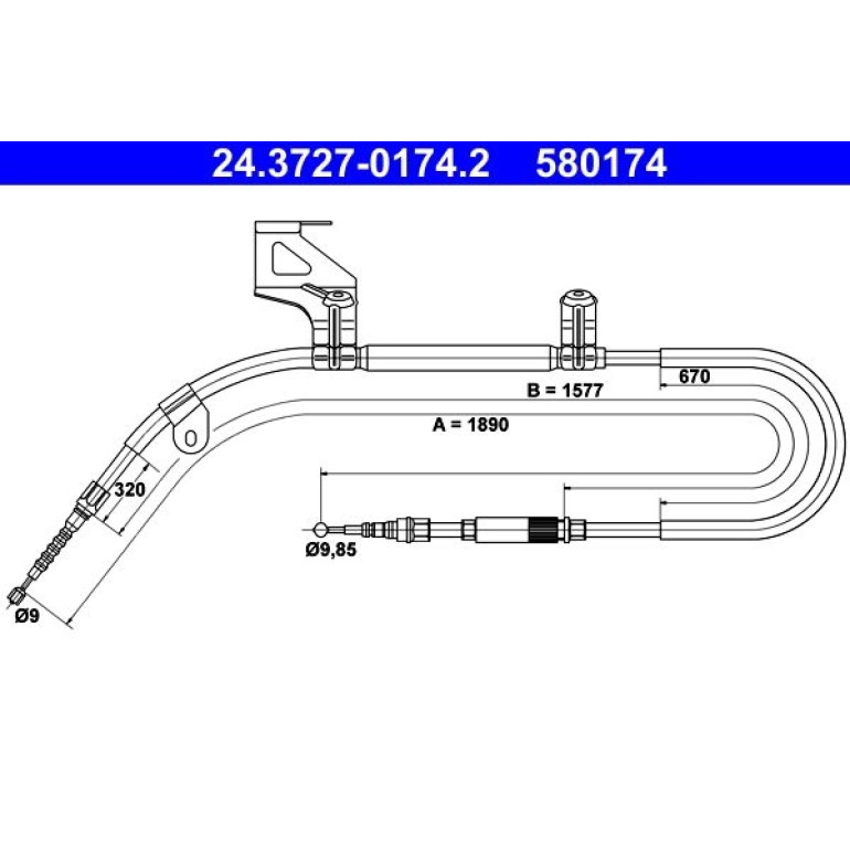 Seilzug, Feststellbremse 24.3727-0174.2 Seilzug, Feststellbremse 24.3727-0174.2
