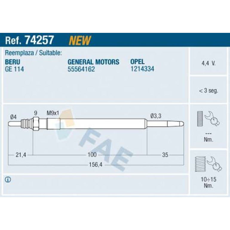 FAE Glühkerze 74257 FAE Glühkerze 74257