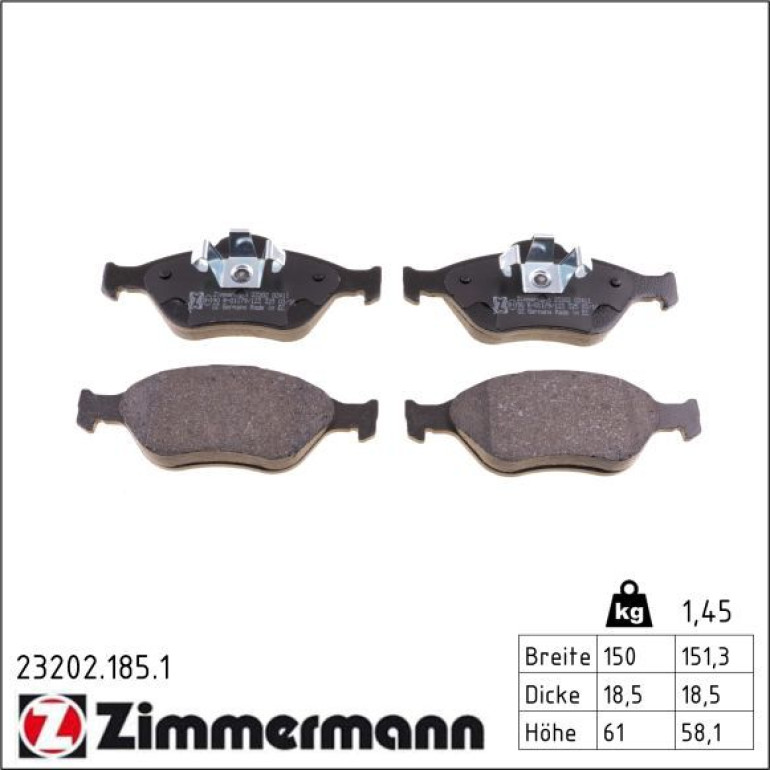 ZIMMERMANN Bremsbeläge 23202.185.1 ZIMMERMANN Bremsbeläge 23202.185.1