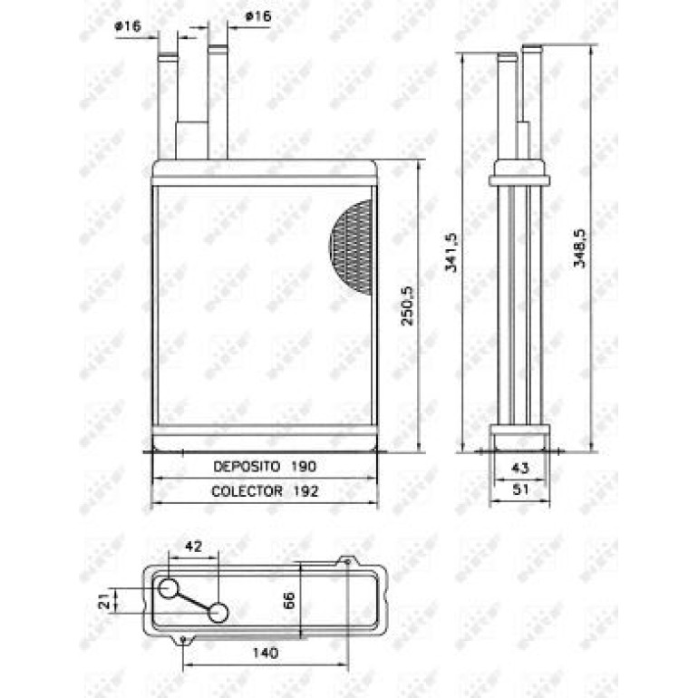 Wärmetauscher, Innenraumheizung 52066 Wärmetauscher, Innenraumheizung 52066