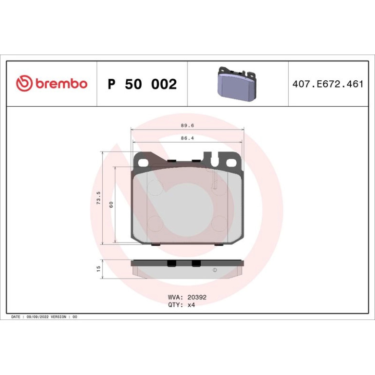 BREMBO Bremsklötze VA P 50 002 BREMBO Bremsklötze VA P 50 002