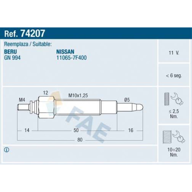 FAE Glühkerze 74207 FAE Glühkerze 74207