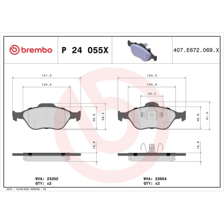 BREMBO Bremsklötze Xtra VA P 24 055X BREMBO Bremsklötze Xtra VA P 24 055X
