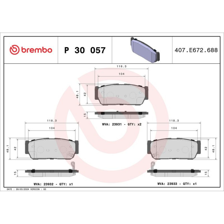 BREMBO Bremsklötze HA P 30 057 BREMBO Bremsklötze HA P 30 057