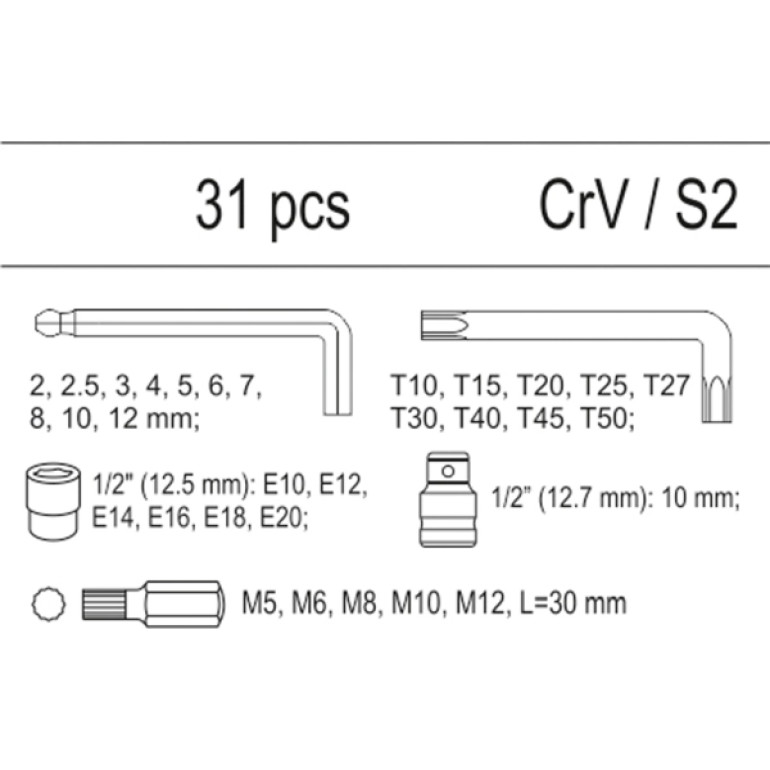 Stiftschlüssel Und Steckschlüssel Satz 31Tlg. In Schubladene yt-55451 Stiftschlüssel Und Steckschlüssel Satz 31Tlg. In Schubladene yt-55451