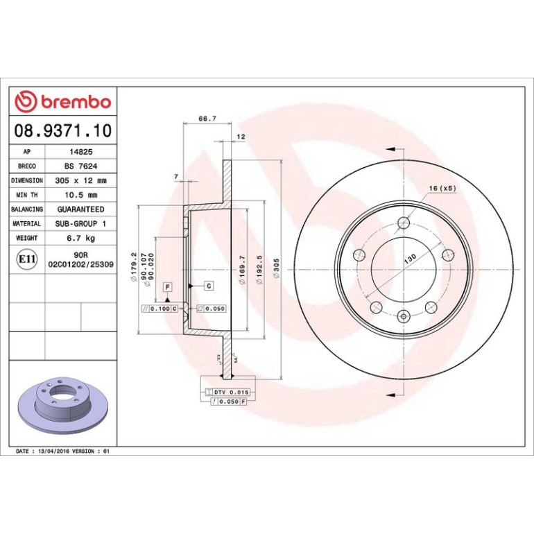 10 482 015 Bremsscheibe HA 08.9371.10 10 482 015 Bremsscheibe HA 08.9371.10