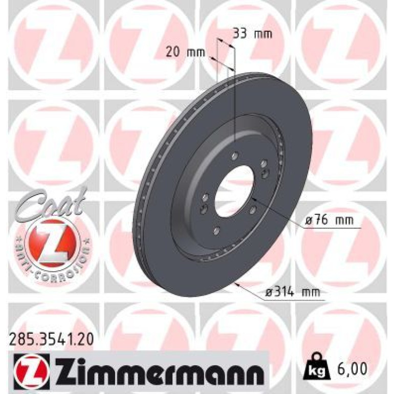 ZIMMERMANN Bremsscheibe 285.3541.20 ZIMMERMANN Bremsscheibe 285.3541.20
