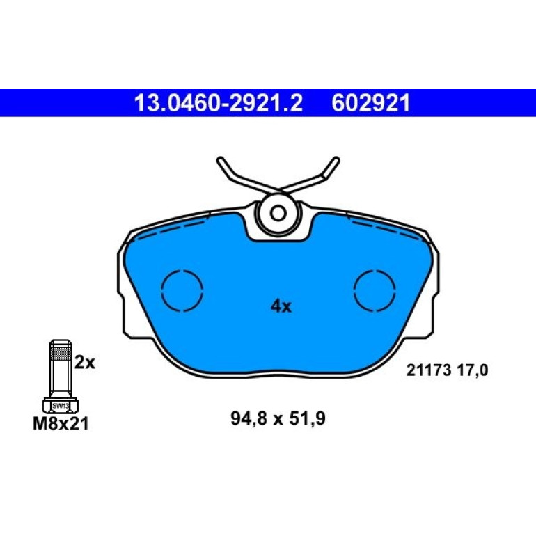 Bremsbelagsatz Bmw S. 3 1.6-2.7 82-94 13.0460-2921.2 Bremsbelagsatz Bmw S. 3 1.6-2.7 82-94 13.0460-2921.2