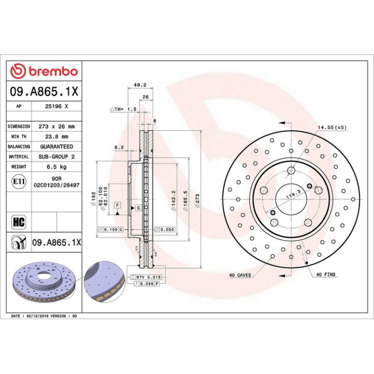 Bremsscheibe VA Xtra 09.A865.1X Bremsscheibe VA Xtra 09.A865.1X