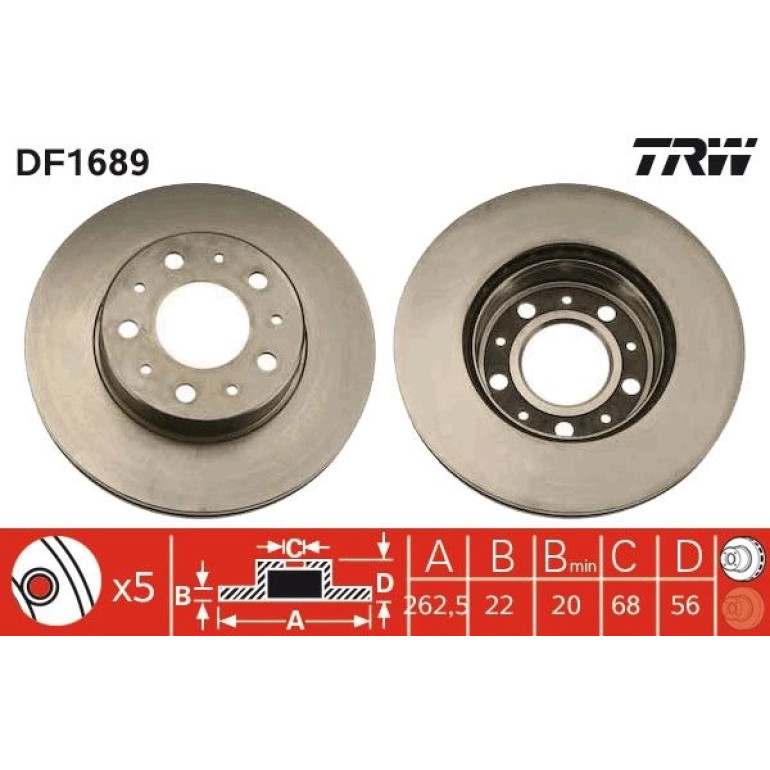TRW Bremsscheibe DF1689 TRW Bremsscheibe DF1689