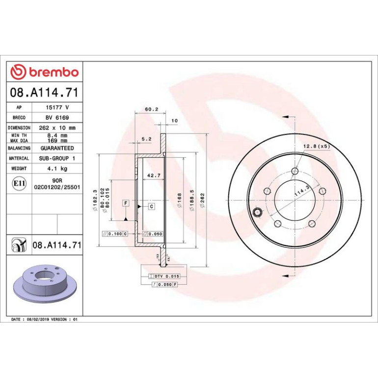 Bremsscheibe HA 08.A114.71 Bremsscheibe HA 08.A114.71
