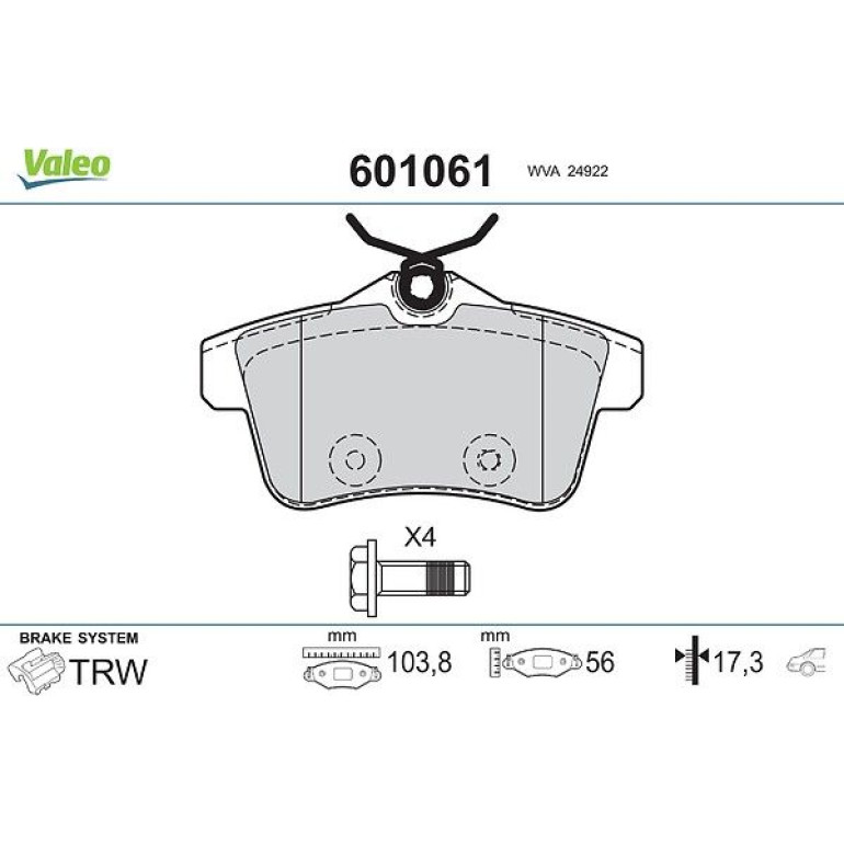 VALEO Bremsbeläge 601061 VALEO Bremsbeläge 601061