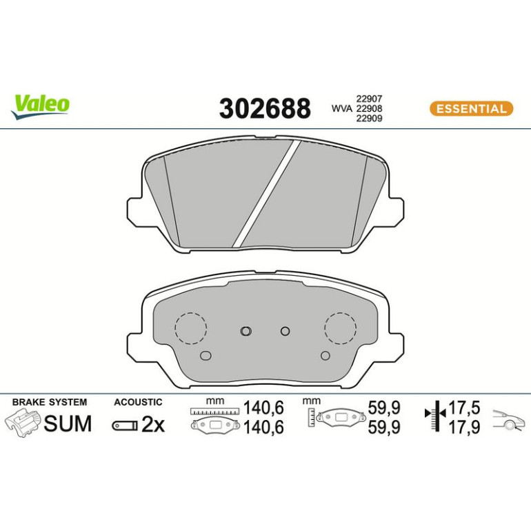 VALEO Bremsbeläge 302688 VALEO Bremsbeläge 302688
