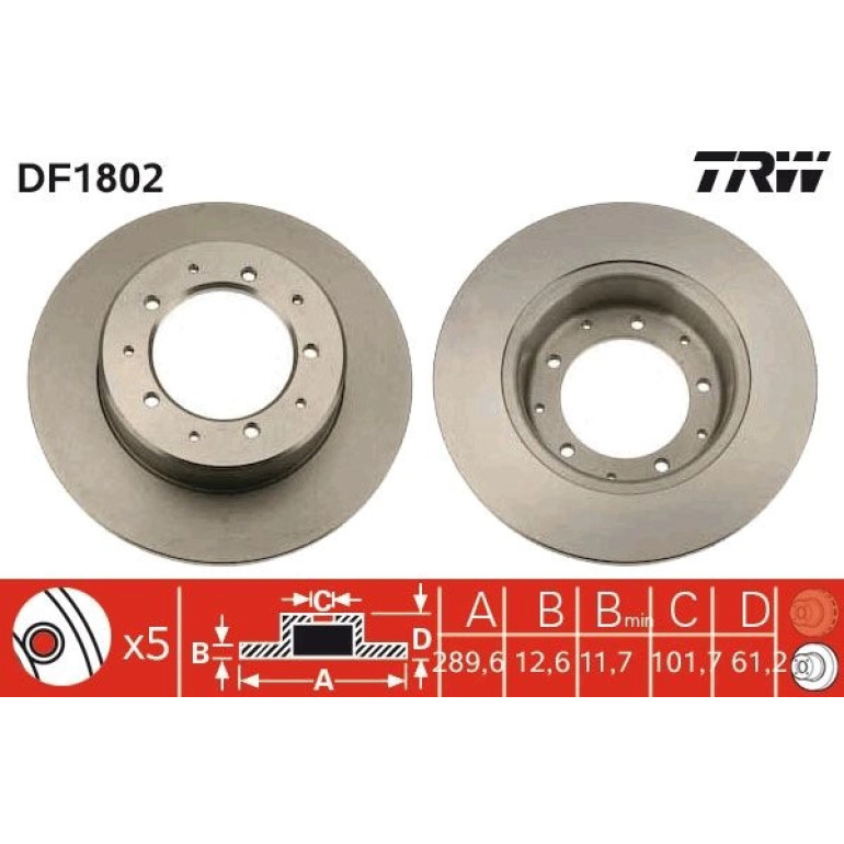 Bremsscheibe Land Rover T. Def DF1802 Bremsscheibe Land Rover T. Def DF1802