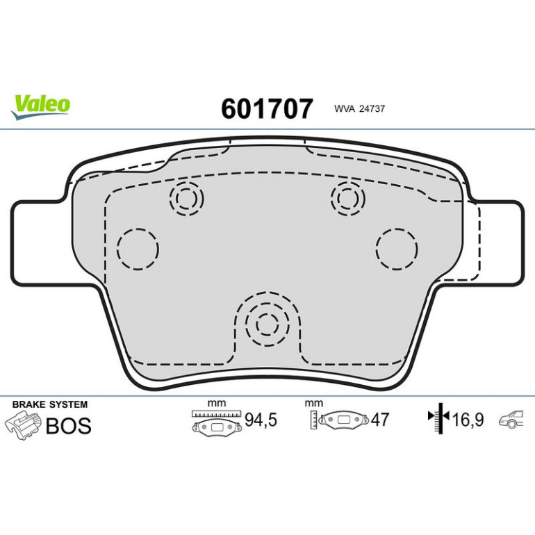 VALEO Bremsbeläge 601707 VALEO Bremsbeläge 601707
