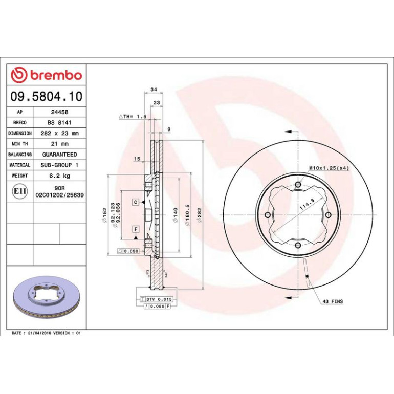 86 481 024 Bremsscheibe VA 09.5804.10 86 481 024 Bremsscheibe VA 09.5804.10