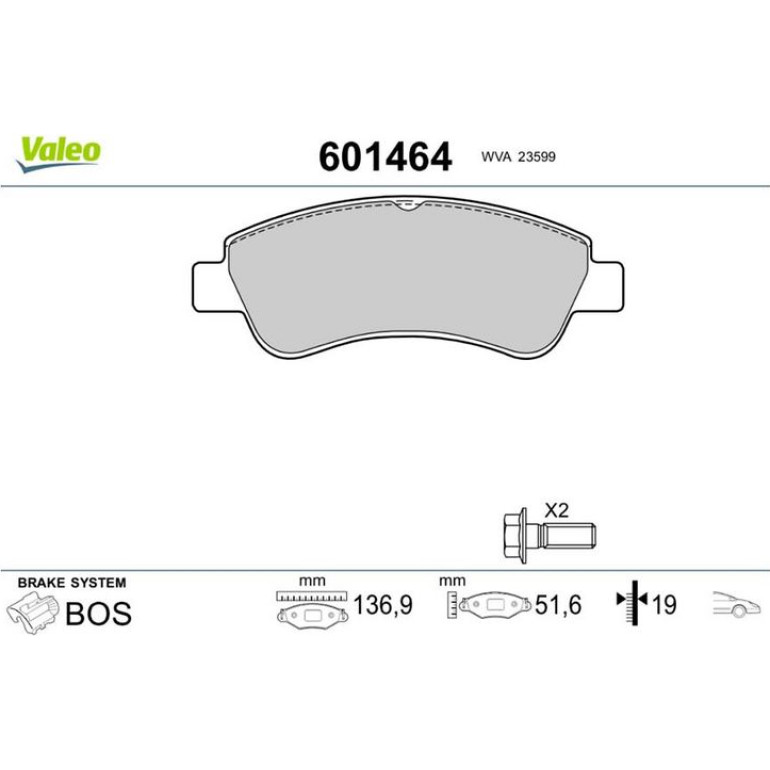 VALEO Bremsbeläge 601464 VALEO Bremsbeläge 601464