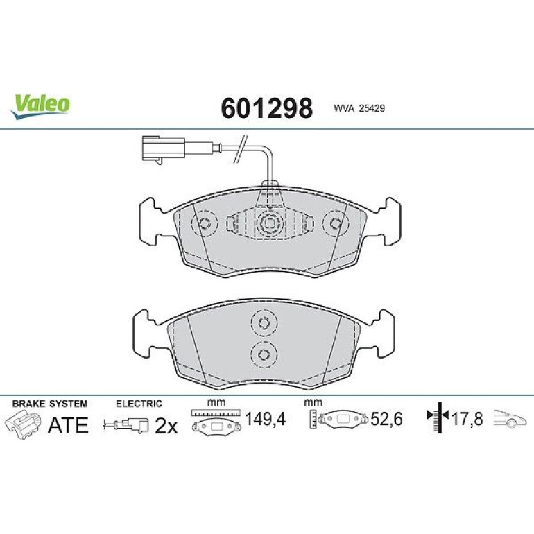 VALEO Bremsbeläge 601298 VALEO Bremsbeläge 601298