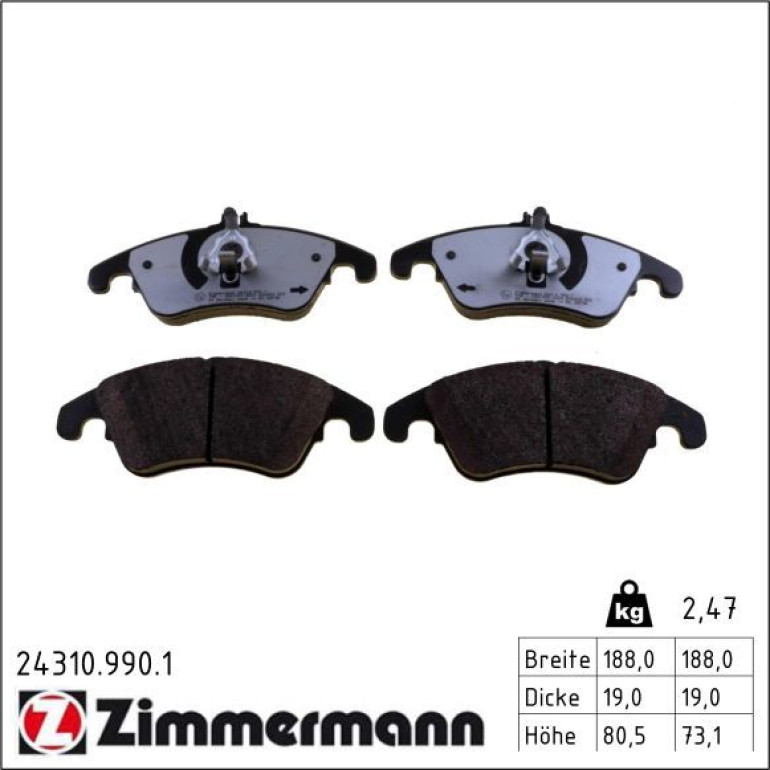 ZIMMERMANN Bremsbelagsatz, Scheibenbremse 24310.990.1 ZIMMERMANN Bremsbelagsatz, Scheibenbremse 24310.990.1