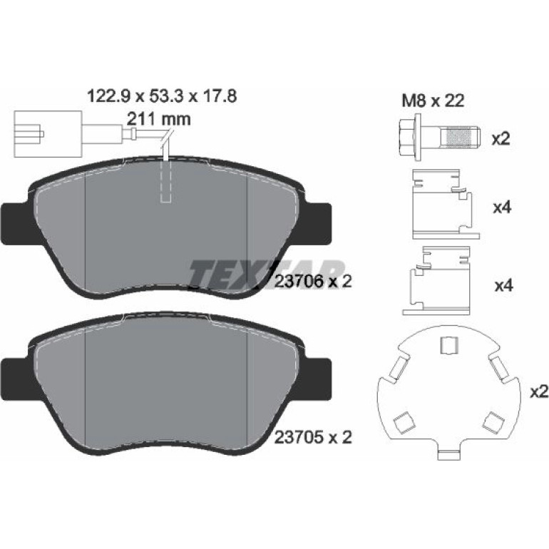 Bremsbelagsatz Fiat P.Fiorino/Grande Punto/Evo/500 0,9-1,4 07 2370601 Bremsbelagsatz Fiat P.Fiorino/Grande Punto/Evo/500 0,9-1,4 07 2370601