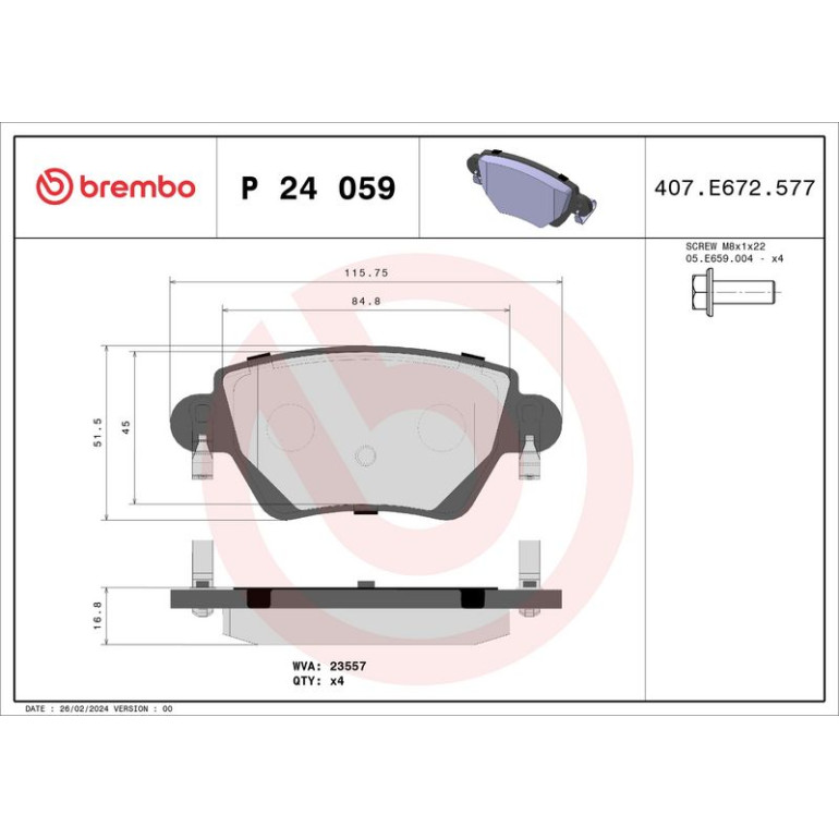 BREMBO Bremsklötze HA P 24 059 BREMBO Bremsklötze HA P 24 059