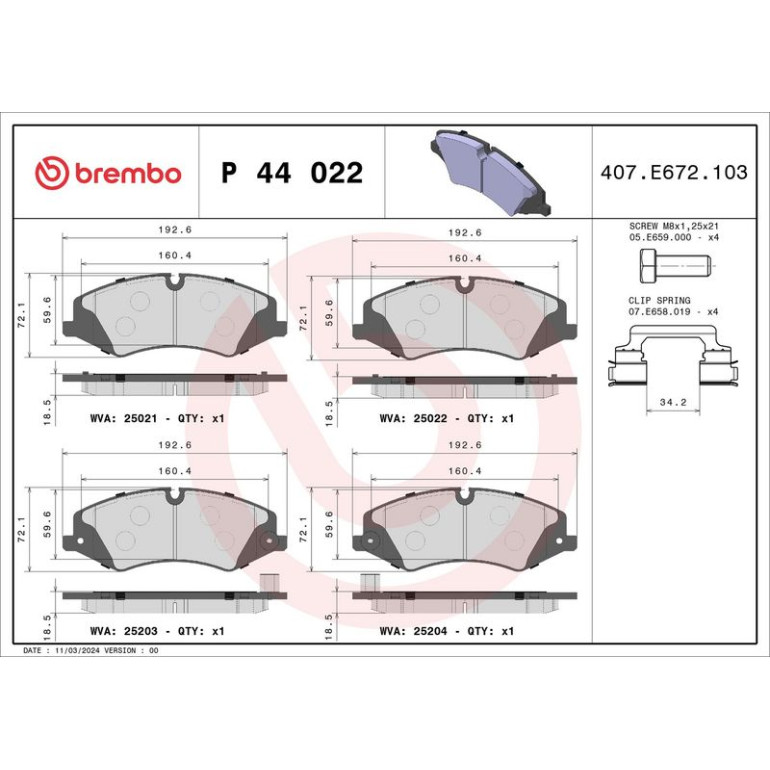BREMBO Bremsklötze VA P 44 022 BREMBO Bremsklötze VA P 44 022