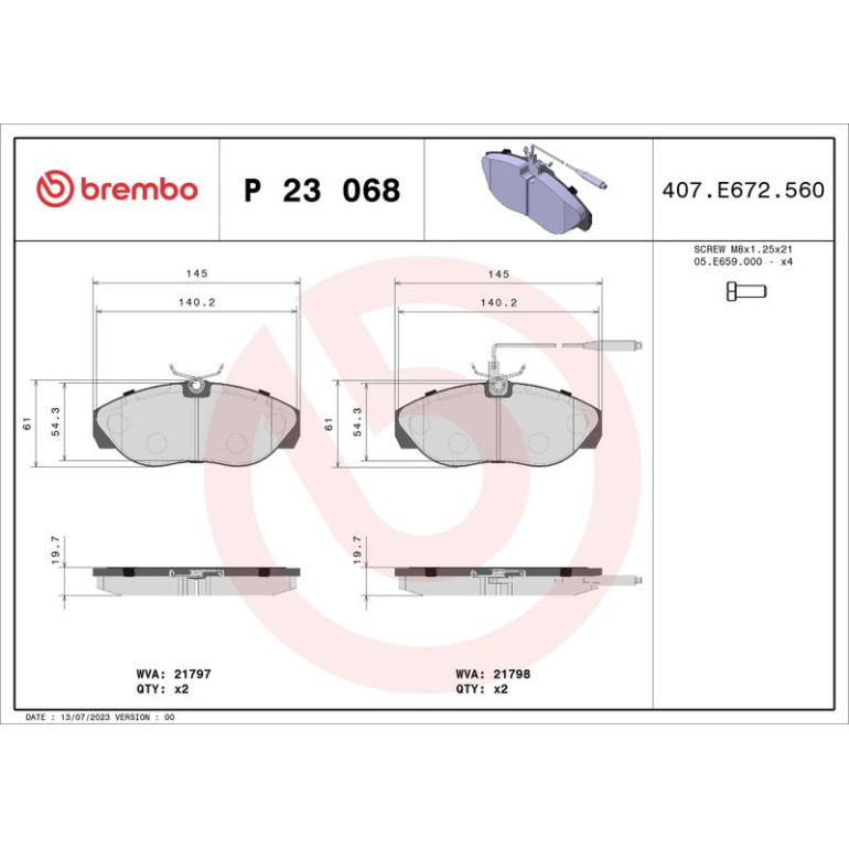 BREMBO Bremsklötze VA P 23 068 BREMBO Bremsklötze VA P 23 068