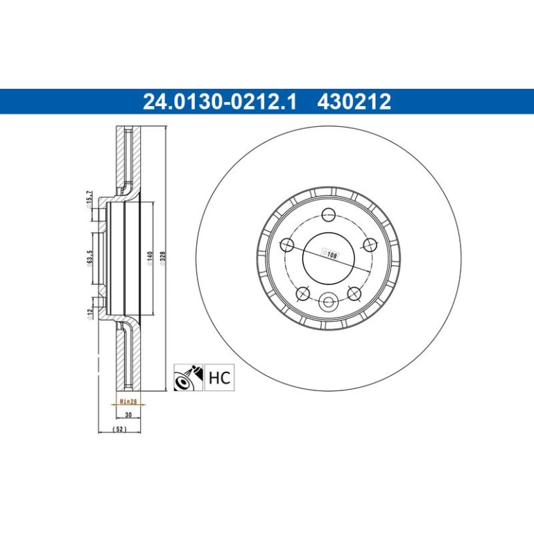 Bremsscheibe Volvo P. Xc60 08 24.0130-0212.1 Bremsscheibe Volvo P. Xc60 08 24.0130-0212.1