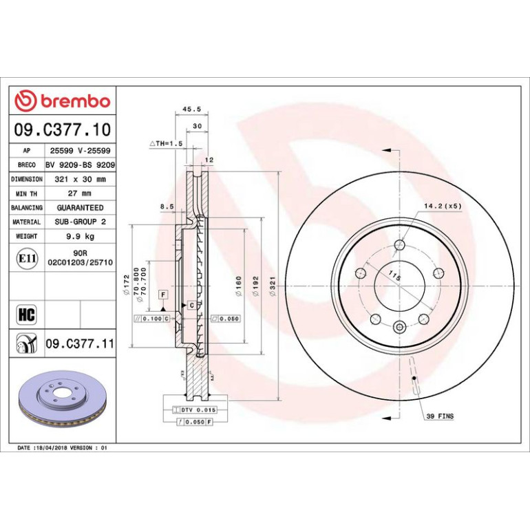 10 481 059 Bremsscheibe VA 09.C377.11 10 481 059 Bremsscheibe VA 09.C377.11