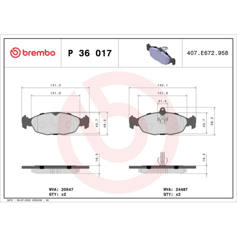 BREMBO Bremsklötze HA P 36 017 BREMBO Bremsklötze HA P 36 017
