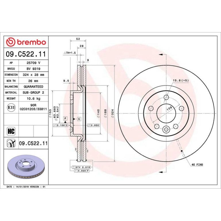 76 481 042 Bremsscheibe VA 09.C522.11 76 481 042 Bremsscheibe VA 09.C522.11