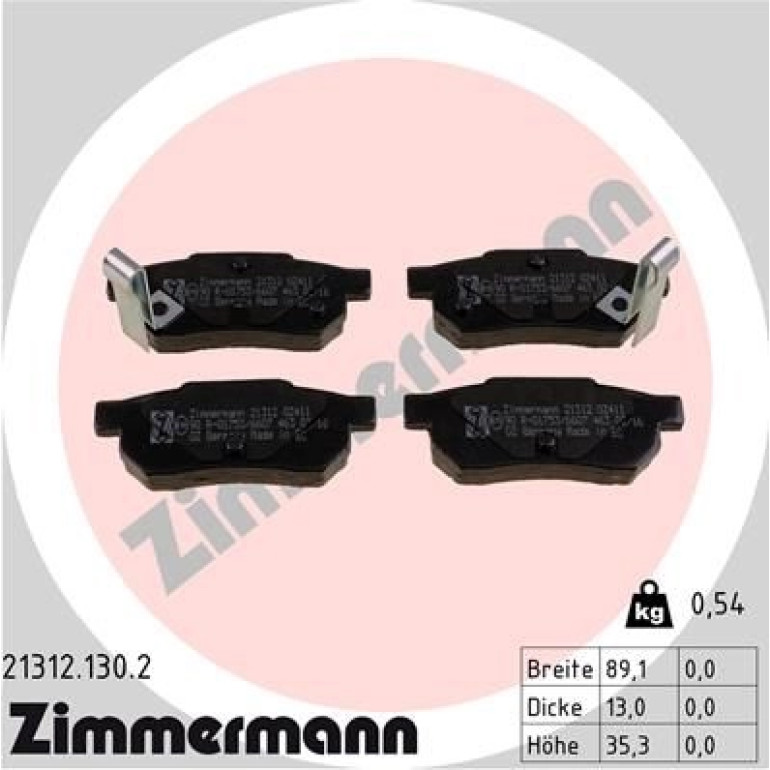 ZIMMERMANN Bremsbeläge 21312.130.2 ZIMMERMANN Bremsbeläge 21312.130.2