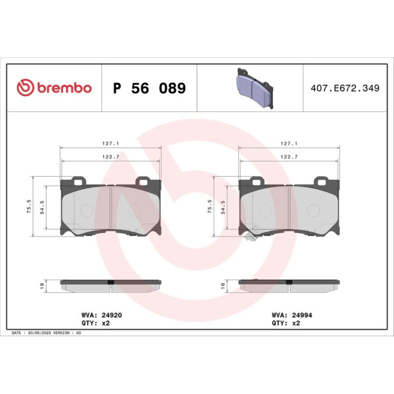 BREMBO Bremsklötze VA P 56 089 BREMBO Bremsklötze VA P 56 089