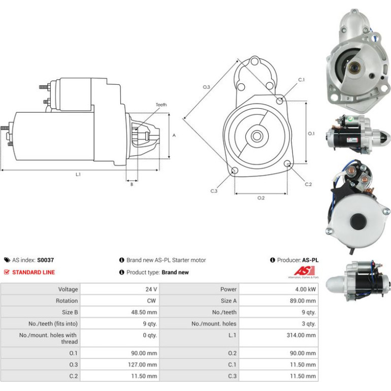 AS-PL Anlasser S0037 AS-PL Anlasser S0037