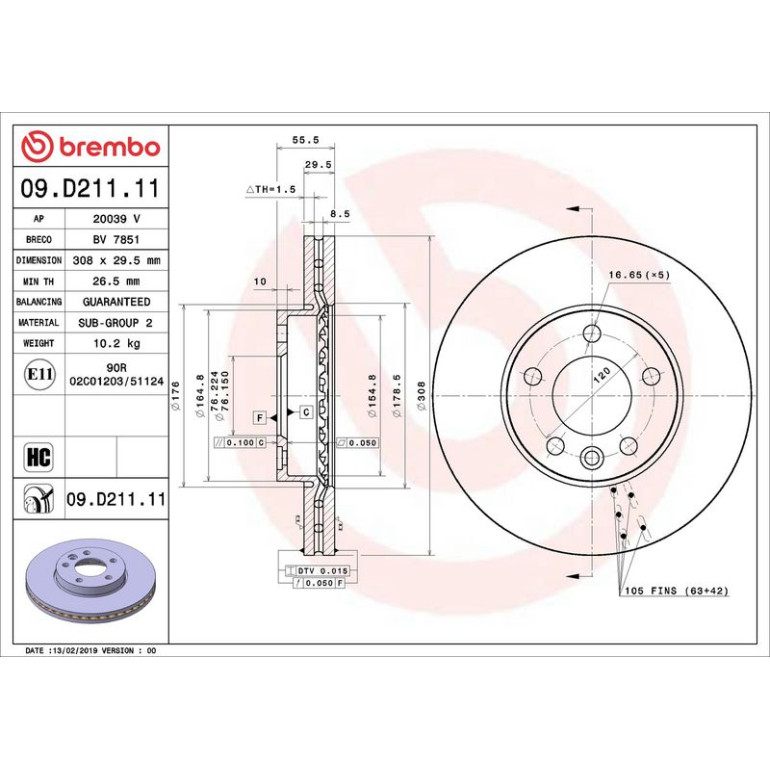 Bremsscheibe VA 09.D211.11 Bremsscheibe VA 09.D211.11