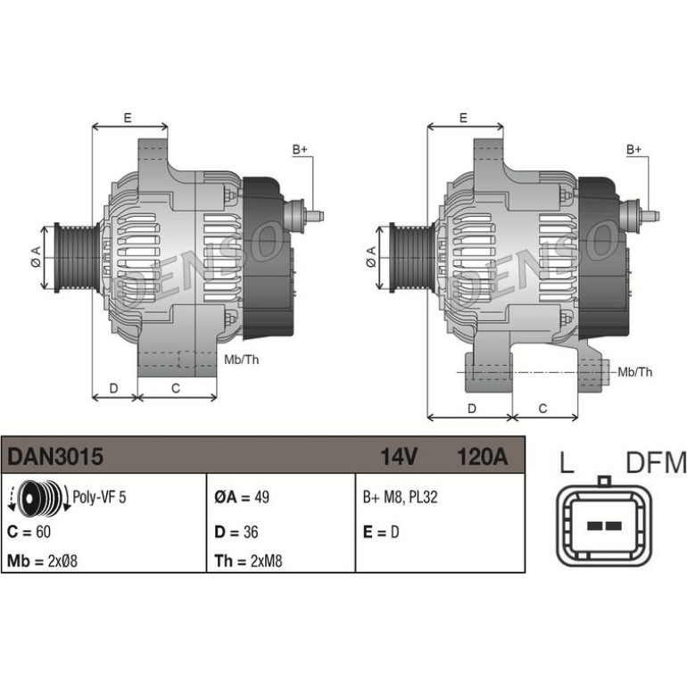 DENSO Generator DAN3015 DENSO Generator DAN3015