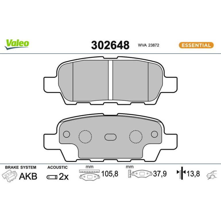 VALEO Bremsbeläge 302648 VALEO Bremsbeläge 302648