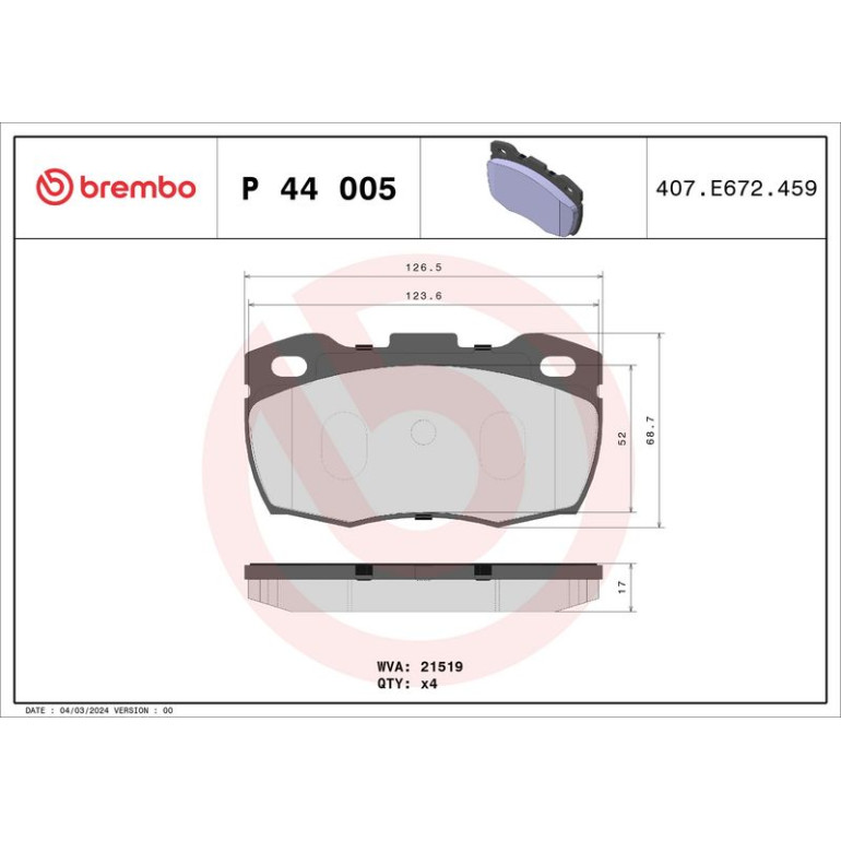 BREMBO Bremsklötze VA P 44 005 BREMBO Bremsklötze VA P 44 005