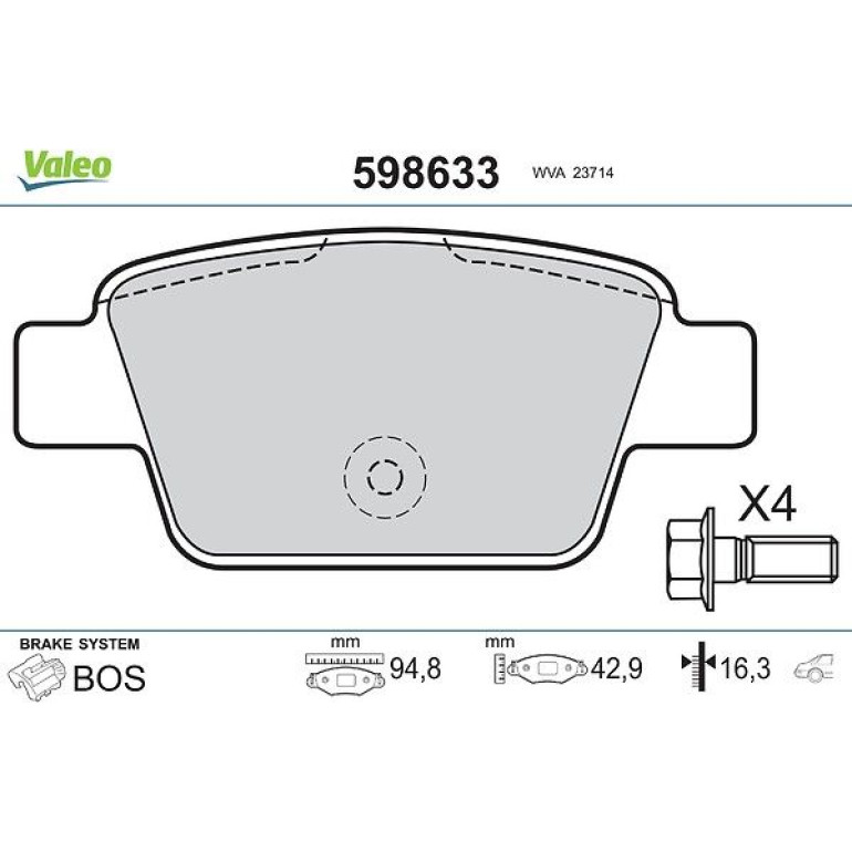 VALEO Bremsbeläge 598633 VALEO Bremsbeläge 598633