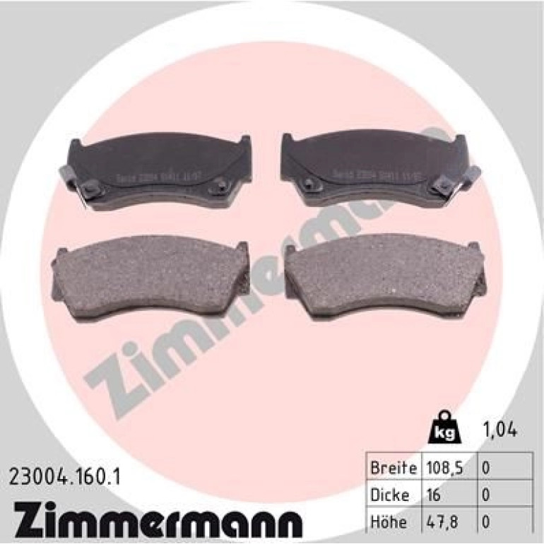 ZIMMERMANN Bremsbeläge 23004.160.1 ZIMMERMANN Bremsbeläge 23004.160.1