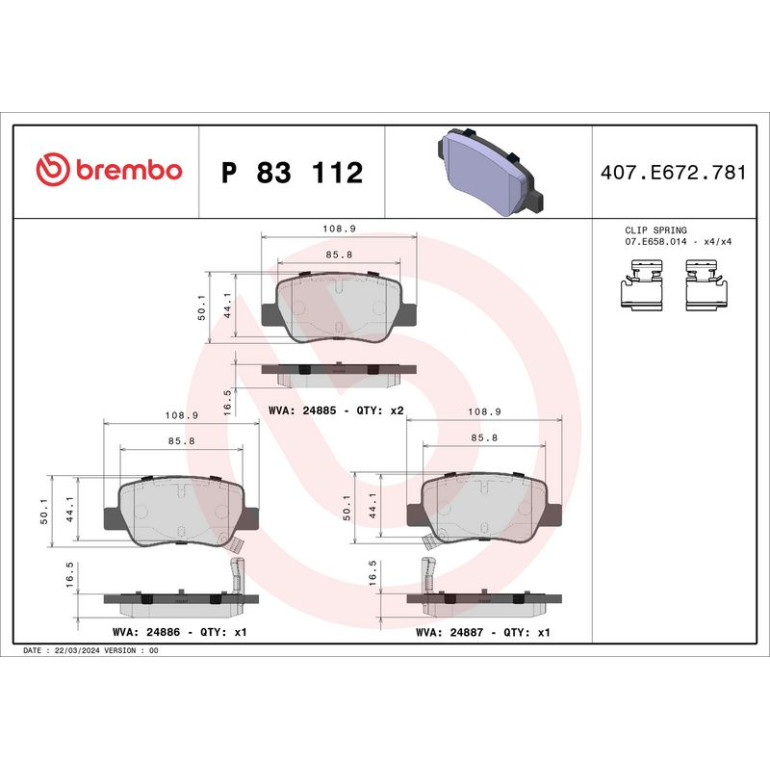 BREMBO Bremsklötze HA P 83 112 BREMBO Bremsklötze HA P 83 112