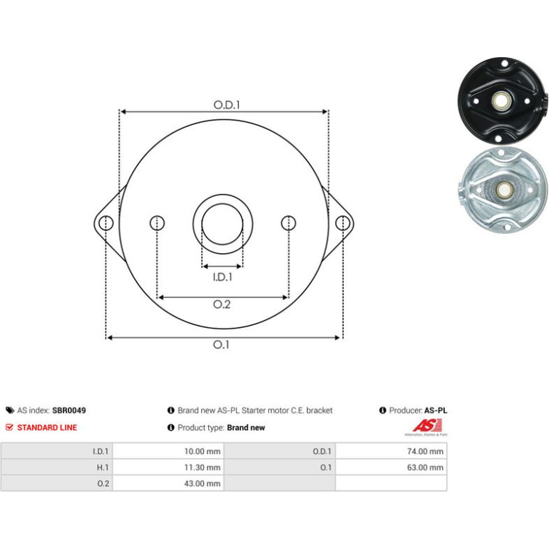 Antriebslager, Anlasser SBR0049 Antriebslager, Anlasser SBR0049