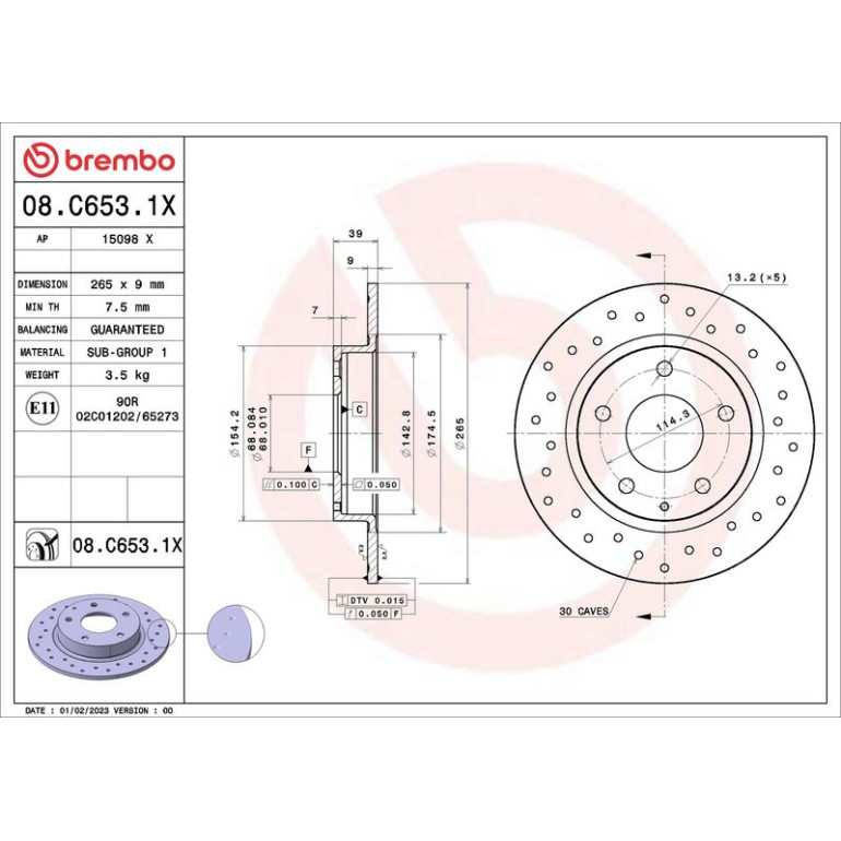 Bremsscheibe HA 08.C653.1X Bremsscheibe HA 08.C653.1X