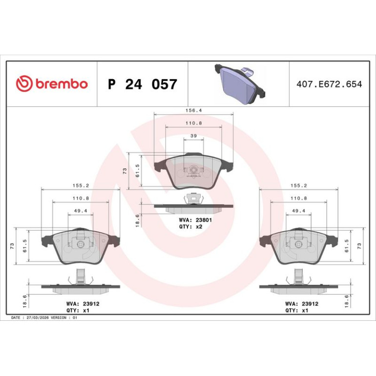 BREMBO Bremsklötze VA P 24 057 BREMBO Bremsklötze VA P 24 057