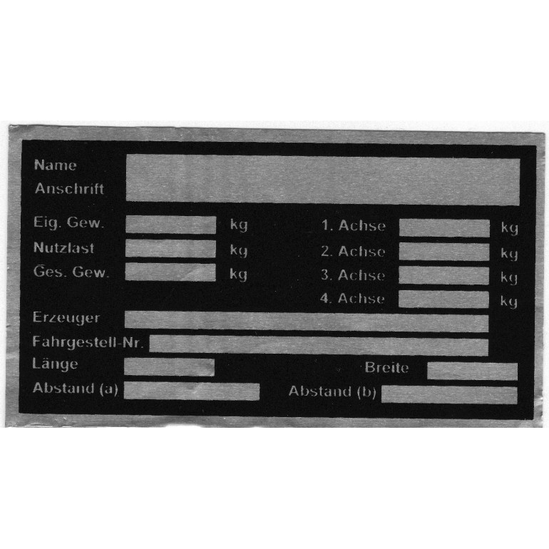 Typenschild 404418.001 Typenschild 404418.001