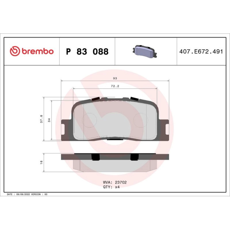 BREMBO Bremsklötze HA P 83 088 BREMBO Bremsklötze HA P 83 088