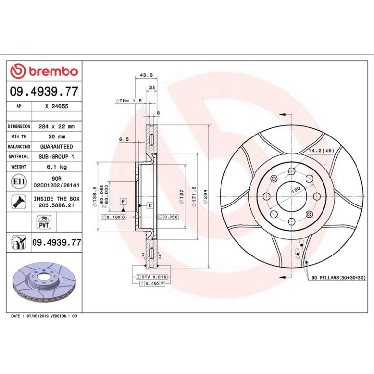 Bremsscheibe VA Brembo Max 09.4939.77 Bremsscheibe VA Brembo Max 09.4939.77