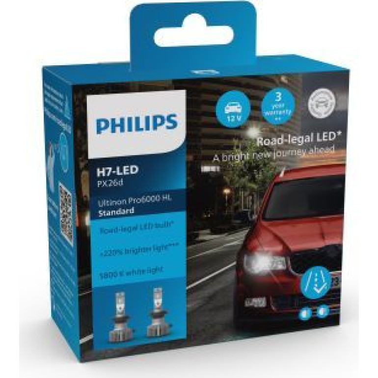 H7 12V 16W Ultinon Pro6000 LED 5800K mit Straßenzulassung Standard 2 Stück Philips 11972U60SX2 H7 12V 16W Ultinon Pro6000 LED 5800K mit Straßenzulassung Standard 2 Stück Philips 11972U60SX2