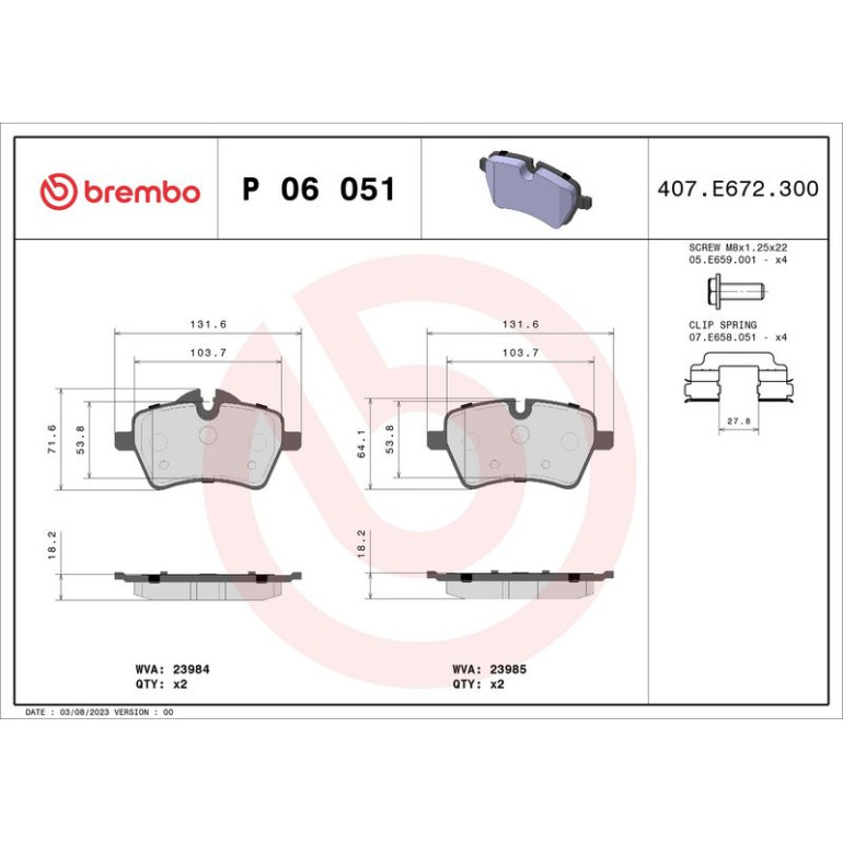 BREMBO Bremsklötze VA P 06 051 BREMBO Bremsklötze VA P 06 051