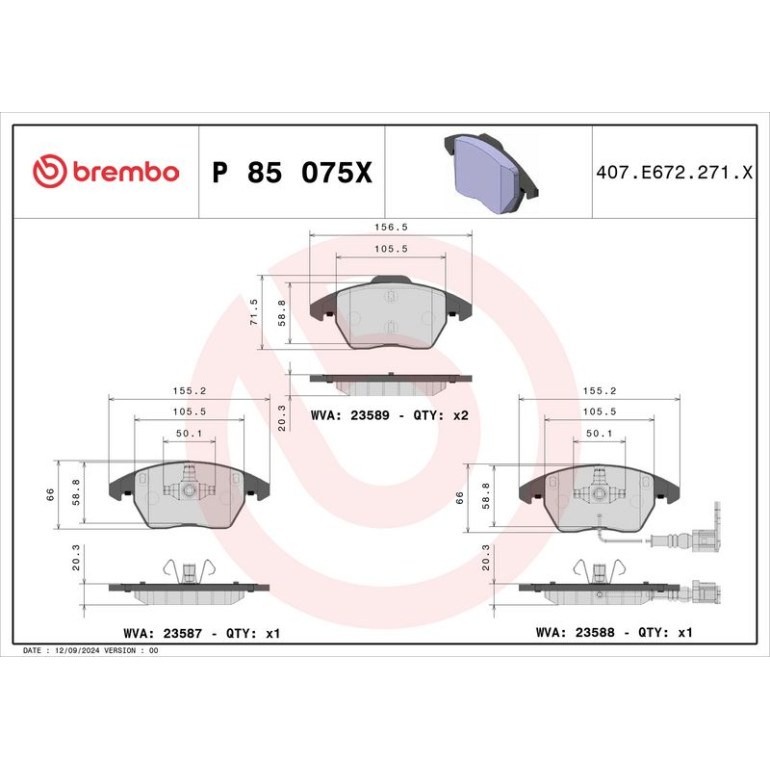 BREMBO Bremsklötze Xtra VA P 85 075X BREMBO Bremsklötze Xtra VA P 85 075X